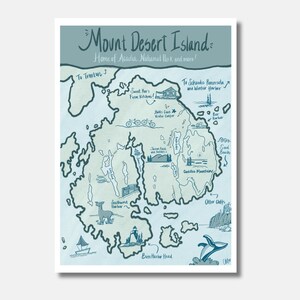 Acadia National Park Illustrated Map - Etsy