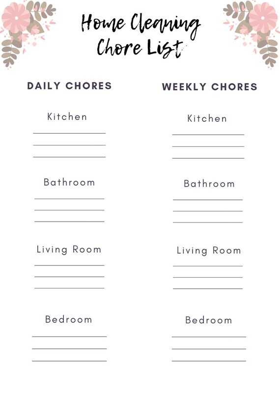 Home Cleaning Checklist Cleaning Checklist House Chore List Chore List Spring Cleaning List Chore Chart House Chore List