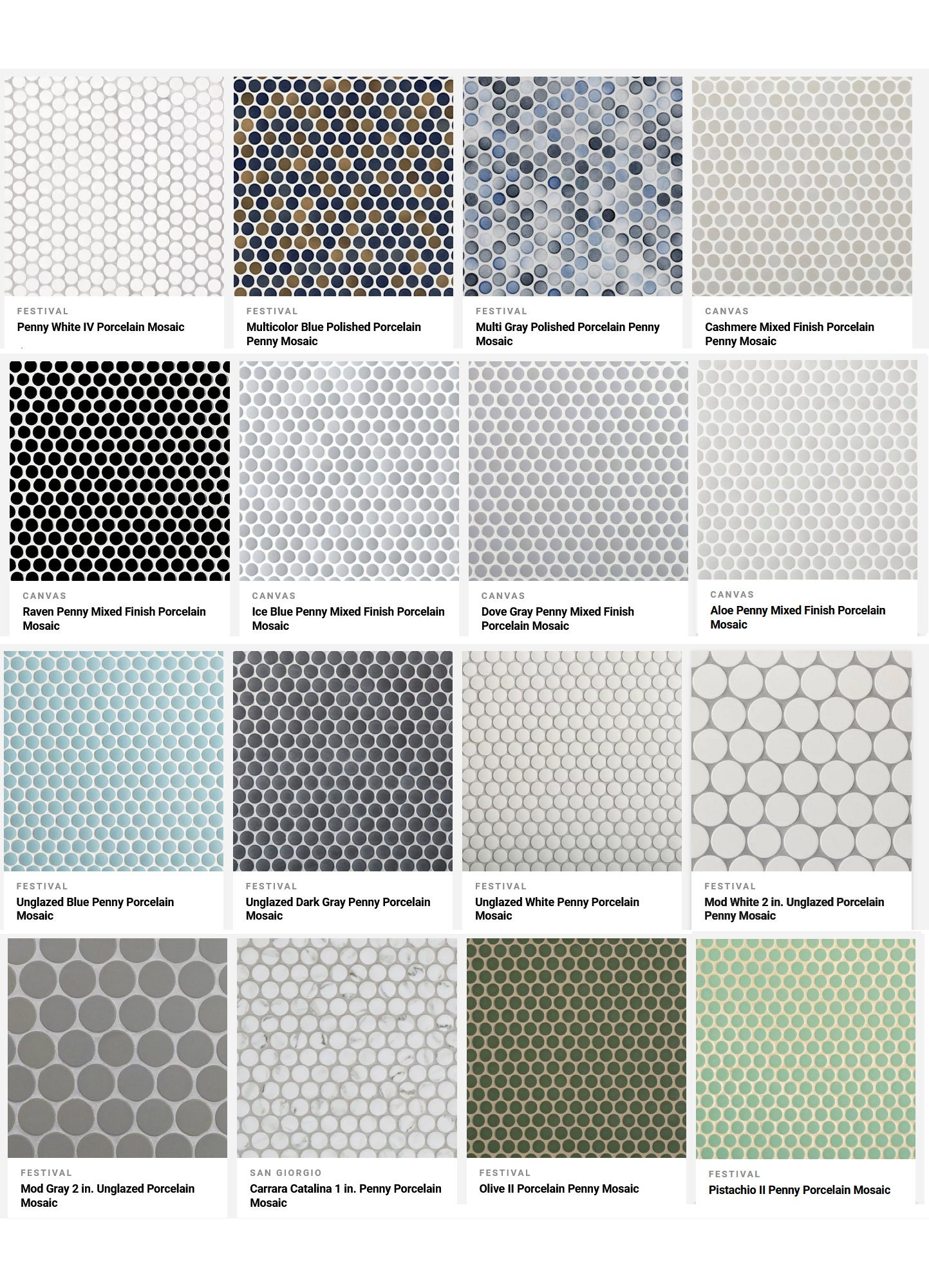 Cashmere Mixed Finish Porcelain Penny Mosaic Cashmere Mixed Finish Porcelain Penny Mosaic