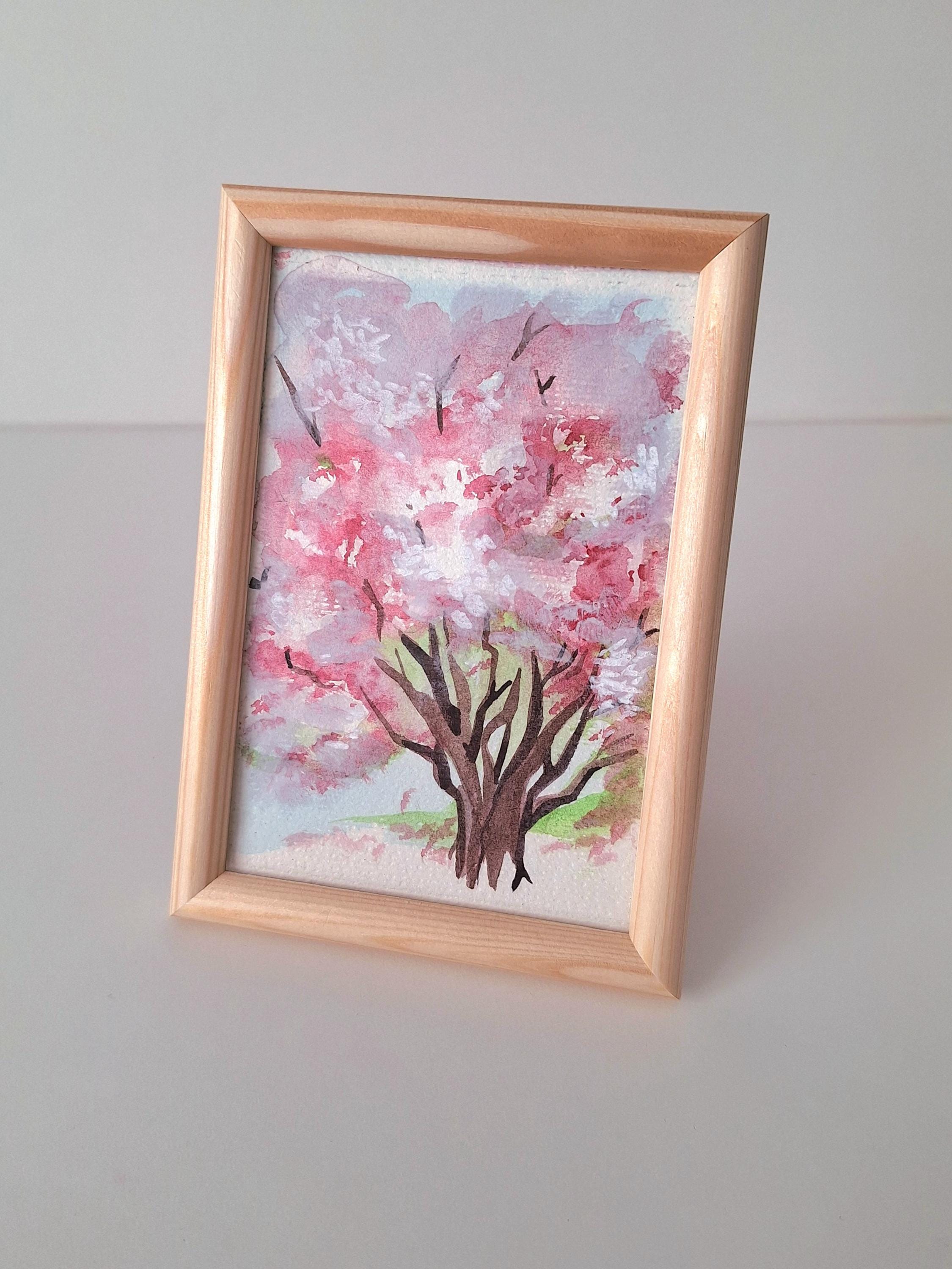 木枠の花の絵画 オリジナル水彩画：木枠に飾られた花の茂み - Etsy 日本