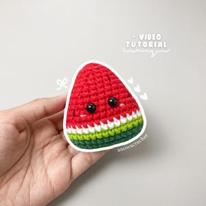 PDF : Watermelon Crochet Pattern with Video Tutorial, Fruit Crochet Pattern, Beginner Crochet Pattern, Fruit Crochet Pattern Tutorial