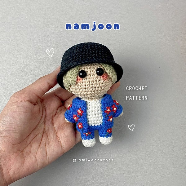 MOTIF : Version fleur NAMJOON, modèle de crochet BTS, modèle Kpop Amigurumi, modèle de crochet Chibi