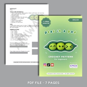 Pu&ograve; includere: Schema di uncinetto per realizzare piselli in un baccello. Lo schema include istruzioni per realizzare tre piselli con facce carine e un baccello verde. Lo schema &egrave; per principianti e include un tutorial video gratuito. Lo schema &egrave; stato progettato da Amiwa Crochet.