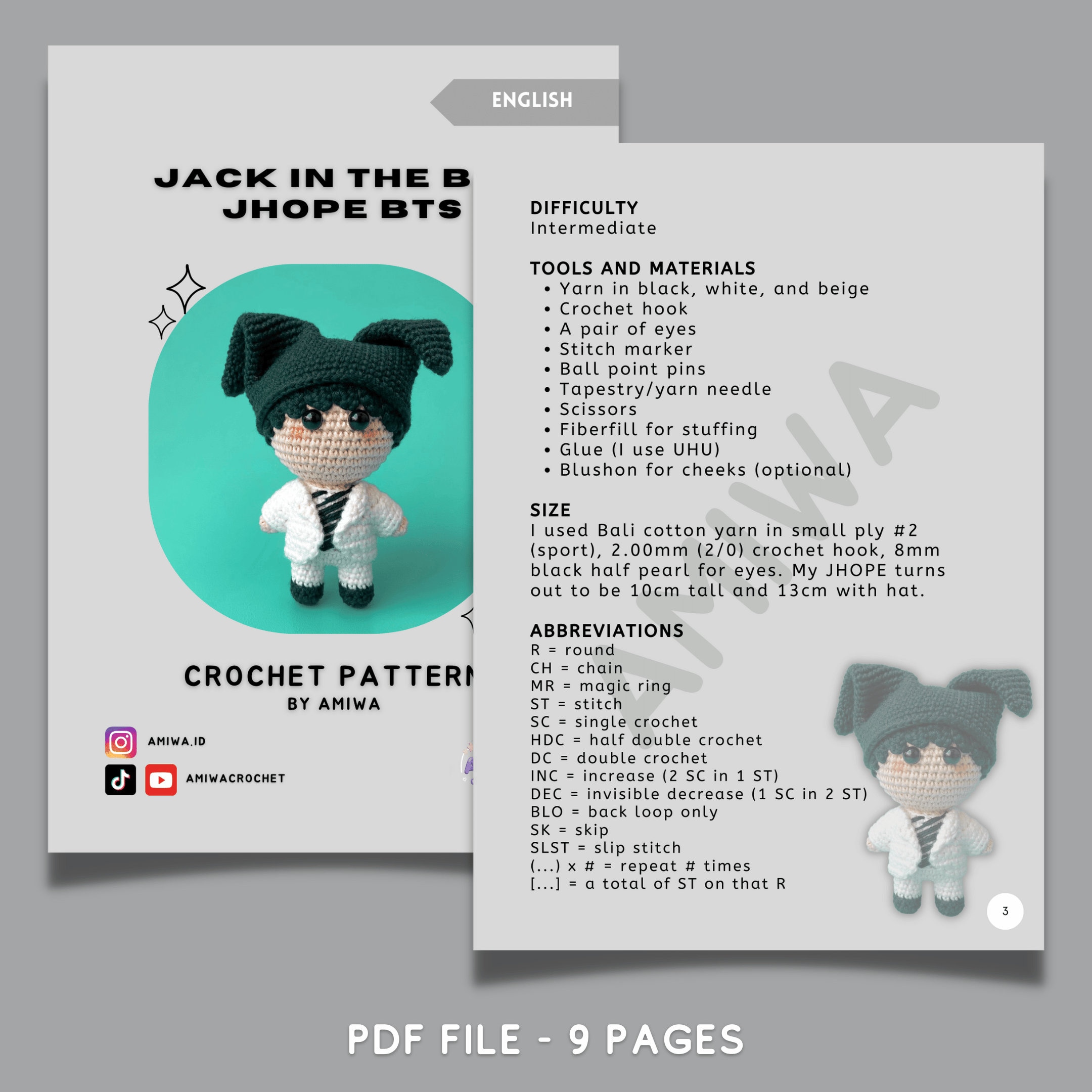 PDF : JHOPE BTS Jack in the Box Amigurumi , Bts Crochet Pattern