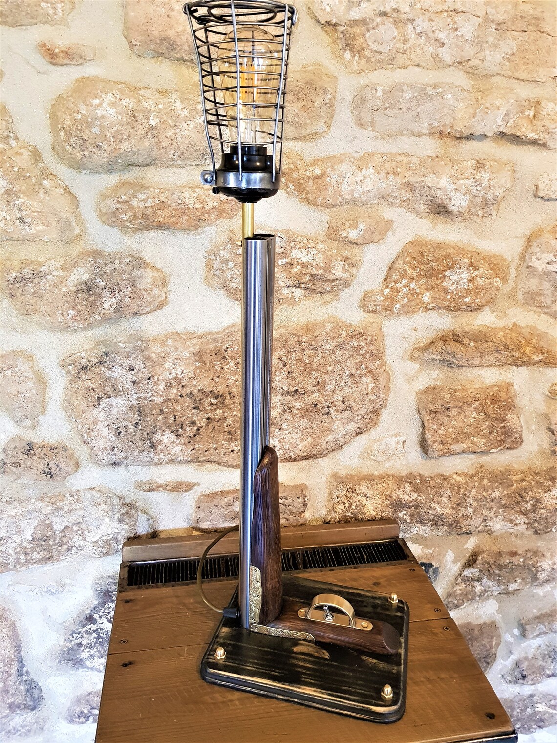 Shotgun Lamp retro Steampunk Table lamp hand made Etsy