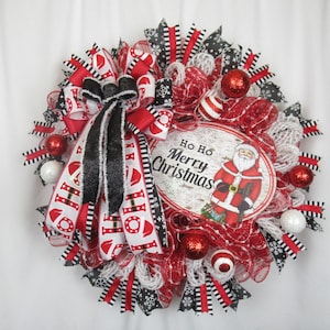Christmas Wreath For Front Door, Holiday Deco Mesh Wreath, Merry Christmas Wreath, Christmas Décor