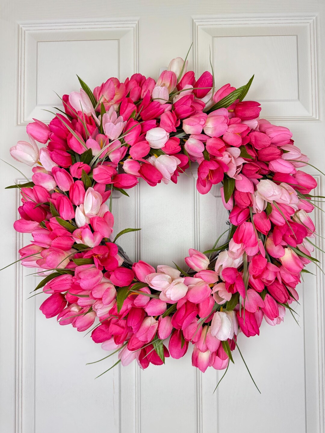 Pink Tulip Wreath: Spring Front Door Decor - Etsy