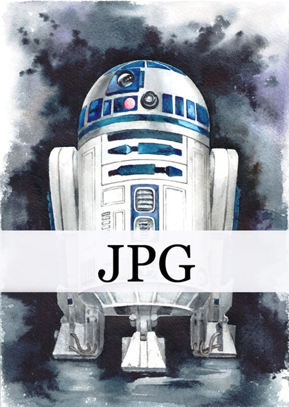 R2d2 Art Watercolor Print printable Droid R2D2 Digital print | Etsy