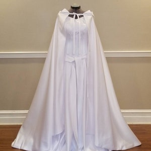 Medieval Wedding Dress, Elven Dress, Celtic, Game of Thrones, Lord of Rings: Satin A-Line, VNeck, Embroidery, Chiffon Sleeves, Train, Corset image 9