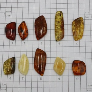 Baltic Amber Cabochons | Selection of Polished Gemstones | Size 2.4 cm - 5cm Weight 2.5-4.4g | Jewelry, Ring, Pendant Making Amber Cabochon