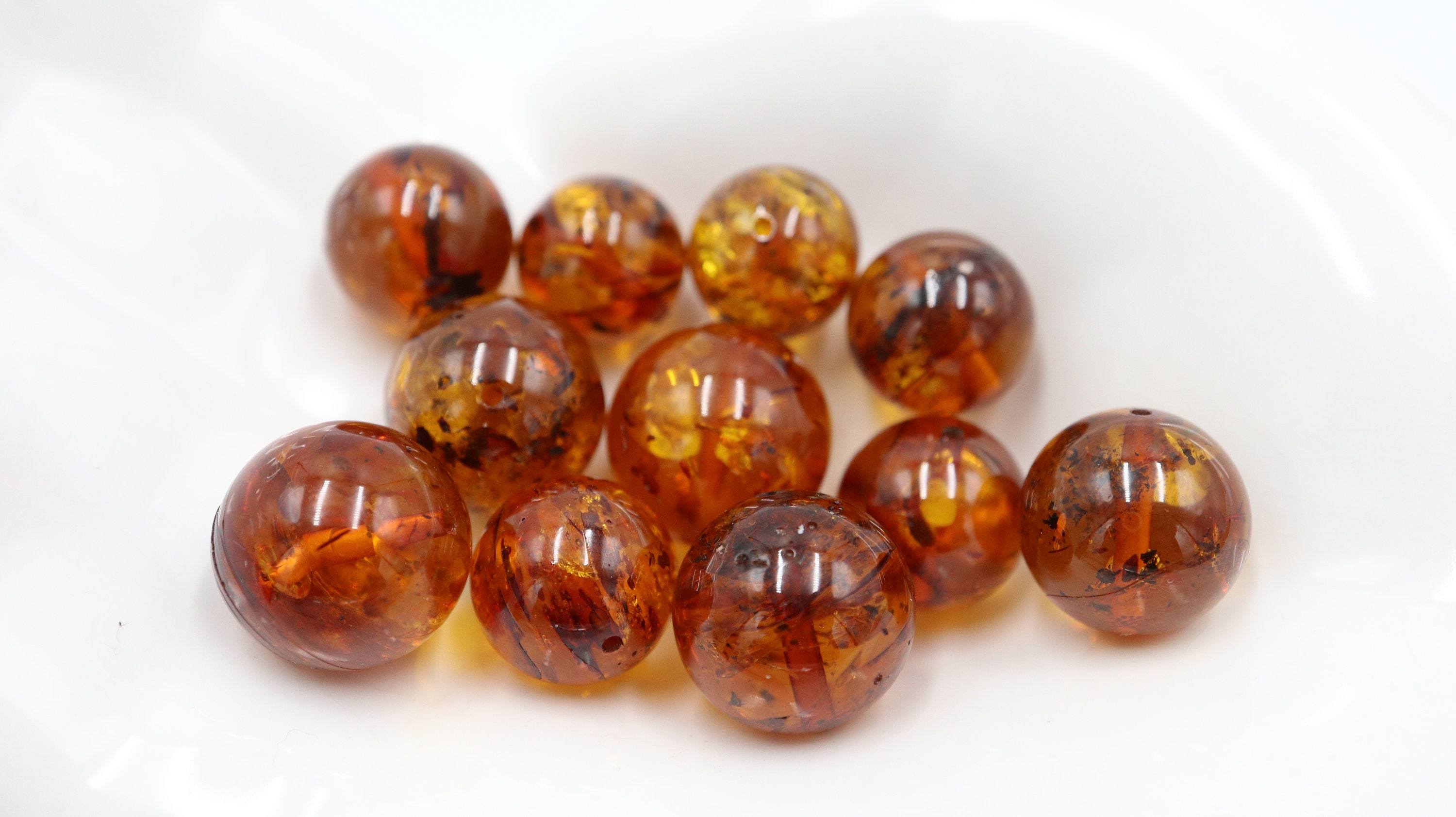 Dark Round Flat Natural Amber Resin Souvenir, Home Decor Genuine