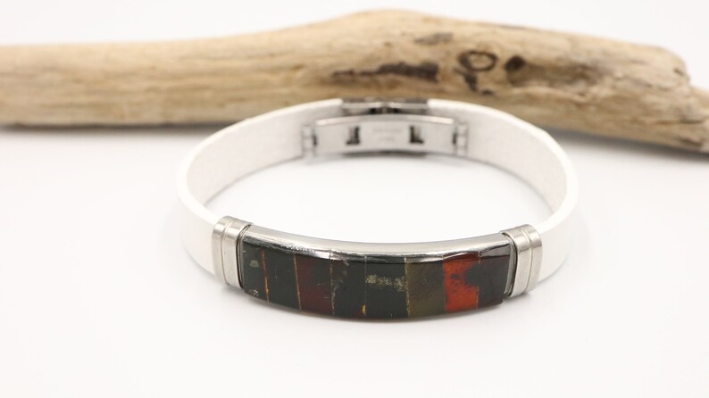 Made from Natural Authentic Amber MenWomen Bracelet Baltic Amber Black Color Mosaic Bracelet Unisex Stainless Steel Clasp