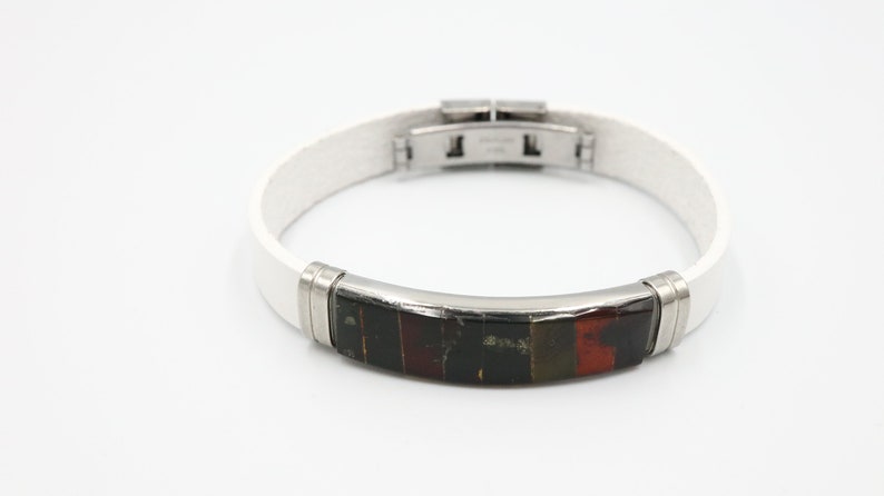 Made from Natural Authentic Amber MenWomen Bracelet Baltic Amber Black Color Mosaic Bracelet Unisex Stainless Steel Clasp