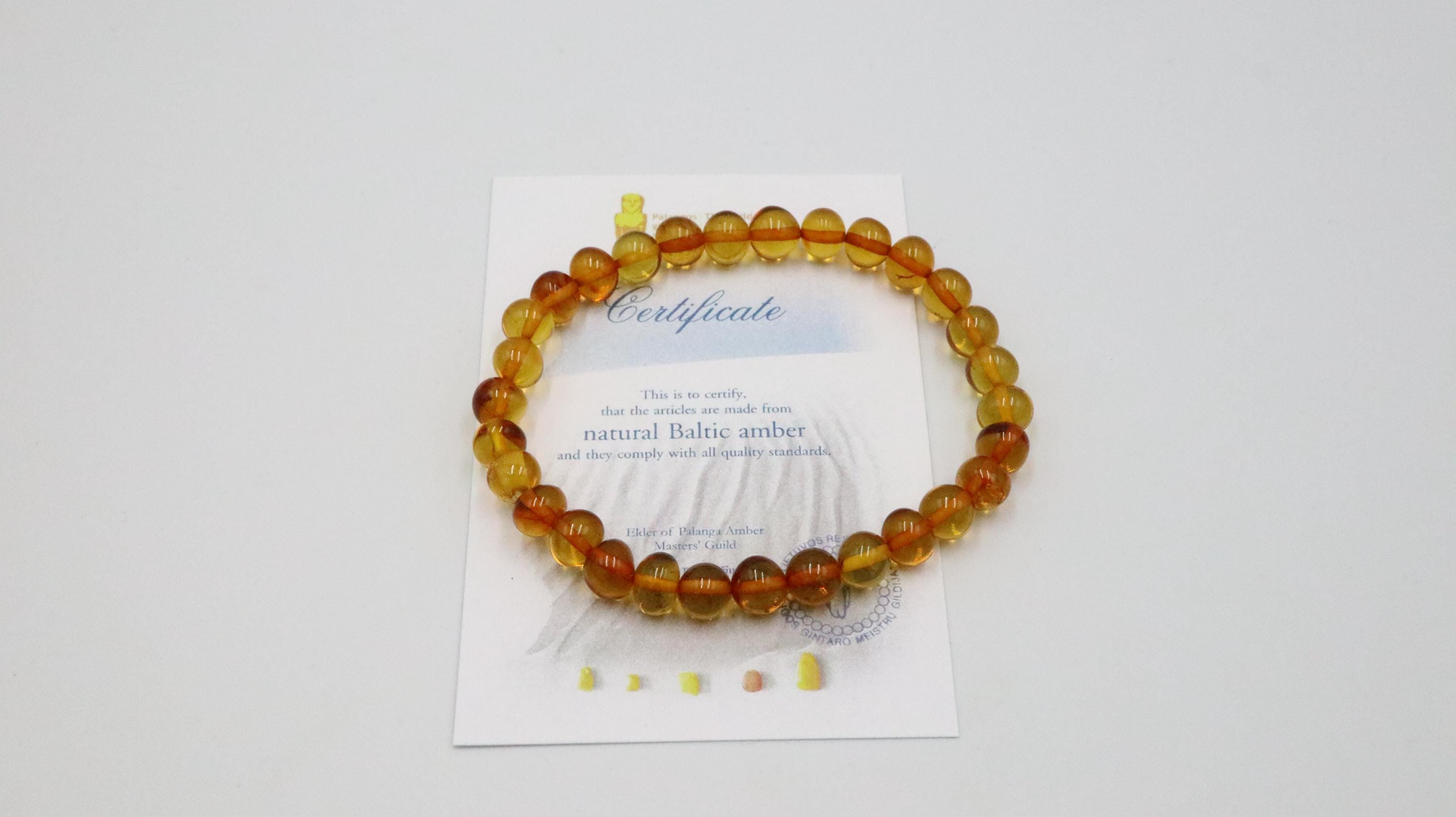 Bracelet en ambre de la Baltique cadeau perles rondes en ambre naturel