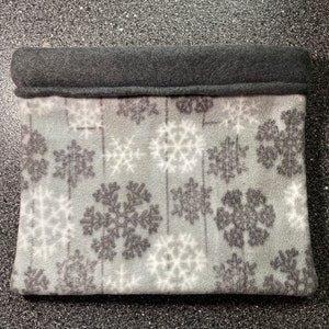 Fleece Snowflakes on Gray Small Animal Lap Pillow or Cuddle Sack for Guinea Pig/Hedgehog/Ferret/Chinchilla and other small animals