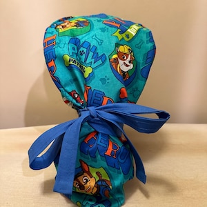 Tv Dogs Surgical Scrub Cap / Surgical Scrub Cap / Ponytail Scrub Cap / Surgical Cap for Hair / Nurse Scrub Cap /  Scrub Cap
