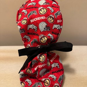 Ohio Football Scrub Cap, Health Care Scrub Cap, Ponytail Scrub Cap, Surgical Cap for Hair, Nurse Scrub Cap,  Scrub Cap Reversible,