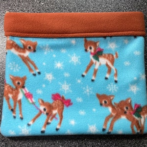 Christmas Reindeer Fleece Small Animal Snuggle Cuddle Sack or Lap Pillow for Guinea Pig/Hedgehog/Chinchilla/Ferret and other small animals