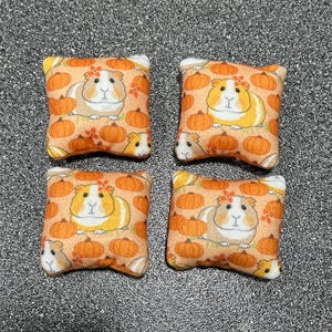 Set of 4!!!!  ALL FLEECE Autumn Guinea Pigs and Pumpkins Small Animal Pillows