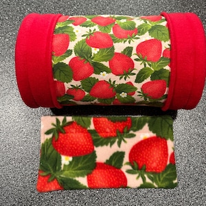 Túnel para cobayas Strawberry Patch / Cama para cobayas / Escondite de fresas para cobayas / Almohadillas para orinar para cobayas / Bosque de vellón para cobayas