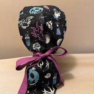 Villain Surgical Scrub Cap | Health Care Scrub Cap | Ponytail Scrub Cap | Surgical Cap for Hair | Nurse Cap | Scrub Cap Reversible |