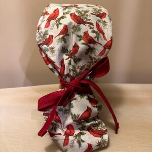 Christmas Surgical Scrub Cap | Health Care Scrub Cap | Ponytail Scrub Cap | Surgical Cap for Hair | Nurse Scrub Cap | Surgical Scrub Cap