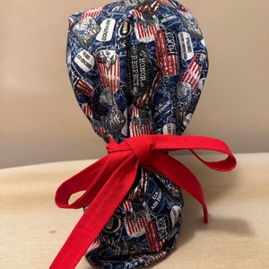 Military and First Responders Cap / Surgical Scrub Cap / Ponytail Scrub Cap / Surgical Cap for Hair / Nurse Scrub Cap /  Scrub Cap