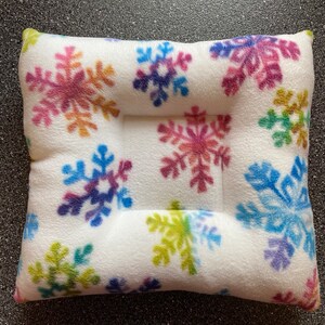 Christmas Multi colored Snowflakes Fleece Guinea Pig Lap Pillow / Guinea Pig Bed / Guinea Pig Christmas / Ferret Pillow /Hedgehog Pillow