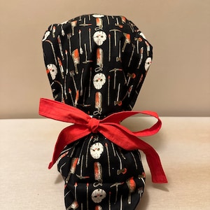 Horror Surgical Scrub Cap | Health Care Scrub Cap | Ponytail Scrub Cap | Surgical Cap for Hair | Nurse Scrub Cap | Scrub Cap Reversible |