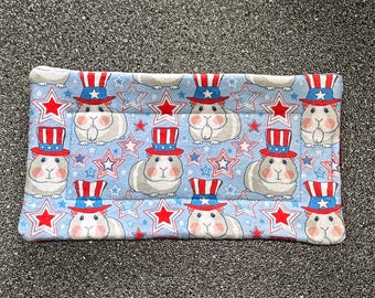Guinea Pig Fleece Pee Pad: 4th of July Americana Bedding (6x11)