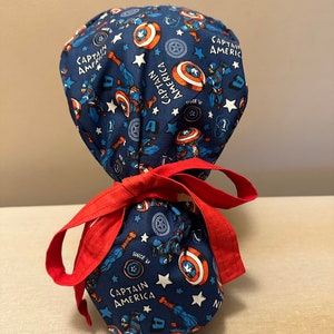 Super Hero Surgical Scrub Cap | Health Care Scrub Cap | Ponytail Scrub Cap | Surgical Cap for Hair | Nurse Scrub Cap | Scrub Cap Reversible