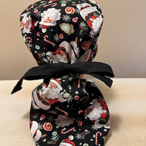 Christmas Surgical Scrub Cap | Health Care Scrub Cap | Ponytail Scrub Cap | Surgical Cap for Hair | Nurse Scrub Cap | Surgical Scrub Cap
