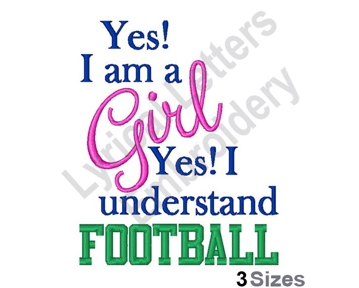 Girls Understand Football - Machine Embroidery Design, Embroidery Designs, Embroidery Patterns, Embroidery Files, Instant Download