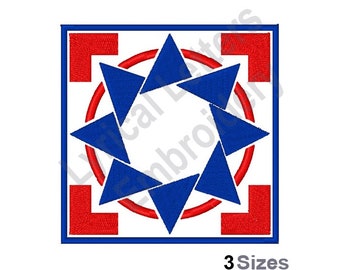 Patriotic Star Quilt Block - Machine Embroidery Design, Embroidery Designs, Embroidery Patterns, Embroidery Files, Instant Download