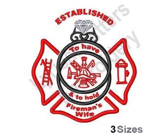 Esposa de bombero - Diseño de bordado a máquina, diseños de bordado, bordado a máquina, patrones de bordado, archivos de bordado, descarga instantánea