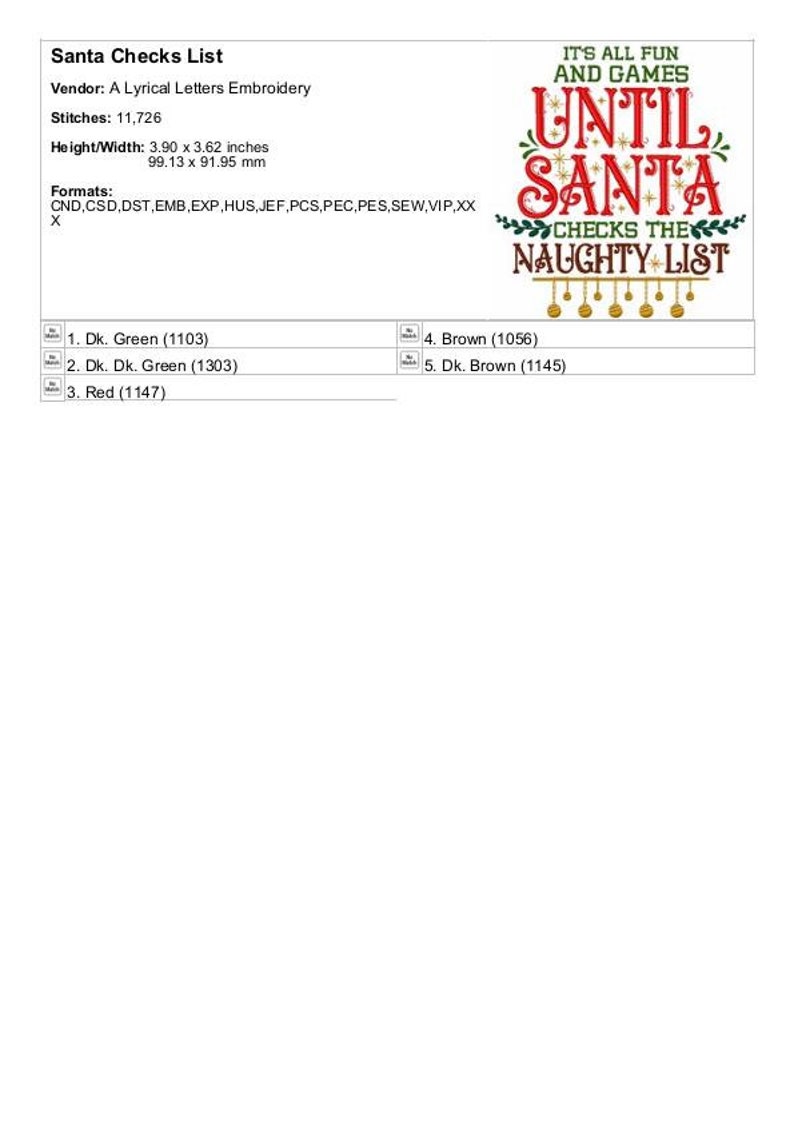Santa Checks Lis- Machine Embroidery Design, Embroidery Designs ...