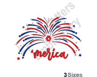 Merica Fireworks - motif de broderie Machine 3 tailles