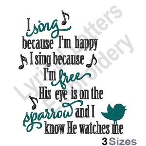 His Eye On The Sparrow - Machine Embroidery Design, Embroidery Patterns, Embroidery Files, Machine Embroidery Designs, Embroidery Designs
