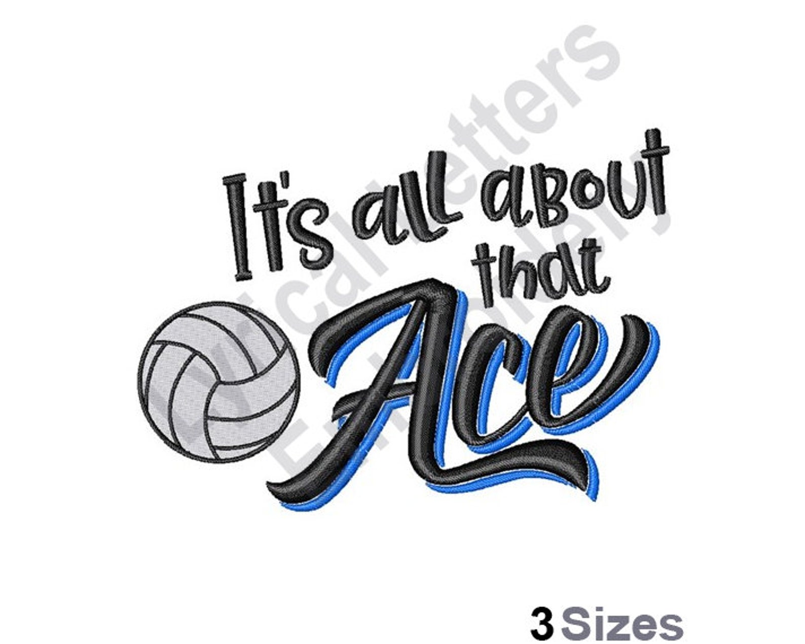 All About That Ace Volleyball Machine Embroidery Design Etsy