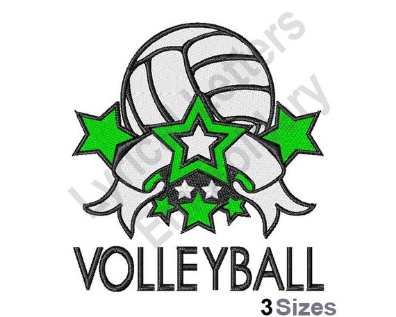 Volleyball Banner Stars Machine Embroidery Design Etsy