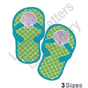 Muschel Flip Flops - Maschinenstickerei, Stickdatei, Stickmuster, Stickerei, Stickmuster, Stickdateien, Instant Download