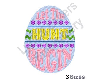 Easter Egg Let The Hunt Begin - Machine Embroidery Design, Embroidery Patterns, Embroidery Files, Machine Embroidery Designs, Embroidery