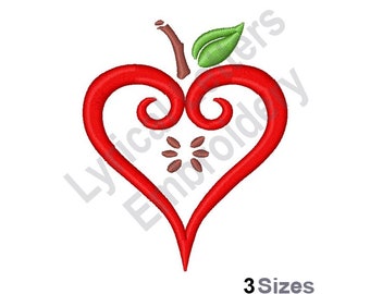 Teachers Apple Heart - Machine Embroidery Design, Embroidery Designs, Embroidery, Embroidery Patterns, Embroidery Files, Instant Download