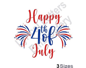 Happy 4Th Of July - Machine Embroidery Design 3 sizes