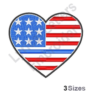 Police American Flag Heart - Machine Embroidery Design, Embroidery Designs, Embroidery Patterns, Embroidery Files, Instant Download