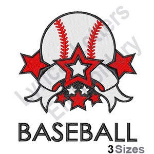 Baseball Banner & Stars - Machine Embroidery Design, Embroidery Designs, Embroidery, Embroidery Patterns, Embroidery Files, Instant Download