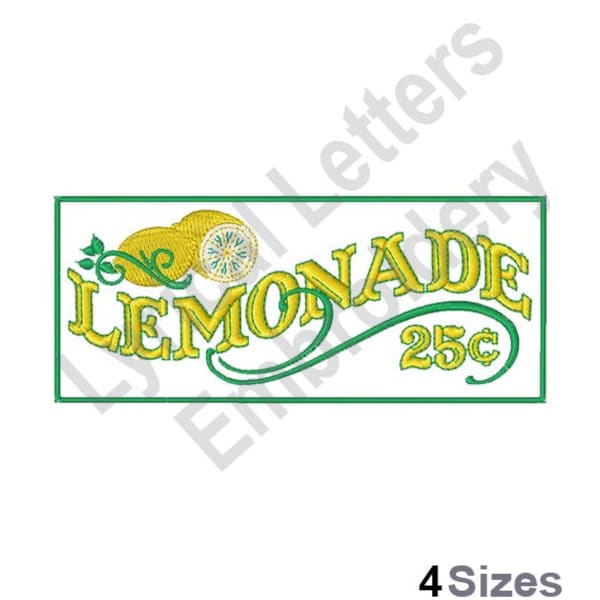 Lemonade Sign - Machine Embroidery Design, Embroidery Designs, Machine Embroidery, Embroidery Patterns, Embroidery Files, Instant Download