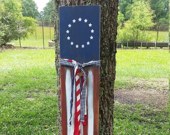 Patriotic Flag,Wooden Flag, Rustic Americana decor, Vertical Old Glory Flag,  Porch signs