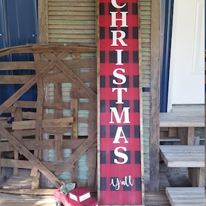 Christmas porch sign, Christmas decor, Christmas decorations, Reversible porch sign, Outdoor decor, Red buffalo check