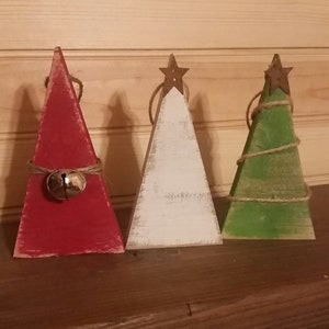 Set of 3 Rustic Wooden Christmas Tree Ornaments, Christmas Decorations, Tiered Tray Decor,  Christmas Trees, Primitive Christmas Ornaments